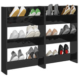 Gabinetes de zapatos de pared Vidaxl 2 st 60x18x90 cm de madera de alto brillo negro