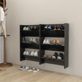 Armoires à chaussures murales vidaxl 2 ST 60x18x90 cm en bois haut brillant noir