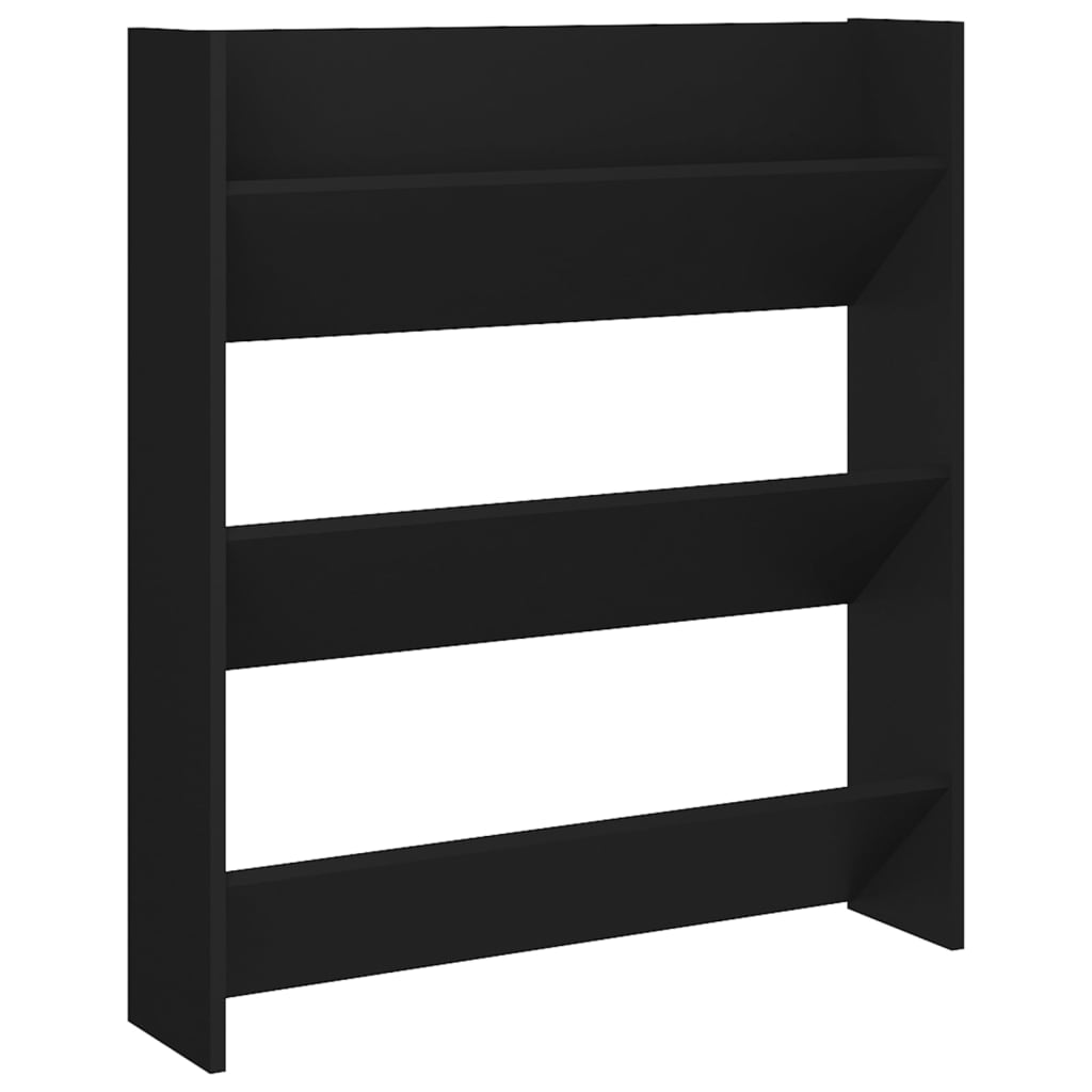 Gabinete de zapato de pared de Vidaxl 80x18x90 cm de madera propiedad de negro