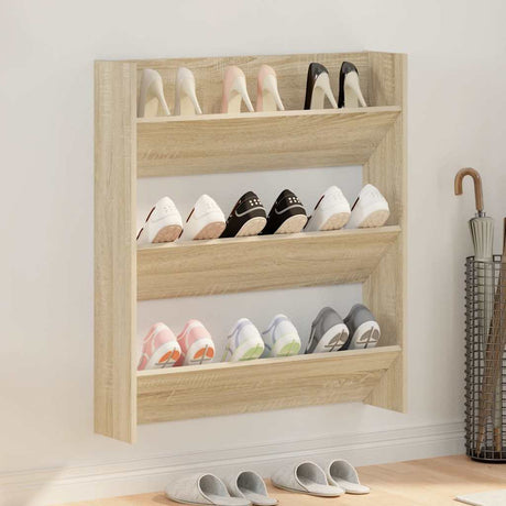 Armoire à chaussures murales vidaxl 80x18x90 cm en bois de chêne sonoma en bois sonoma