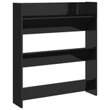 Armoire à chaussures murales vidaxl 80x18x90 cm travaillé haut en noir brillant