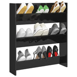 Armoire à chaussures murales vidaxl 80x18x90 cm travaillé haut en noir brillant