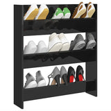 Armoire à chaussures murales vidaxl 80x18x90 cm travaillé haut en noir brillant