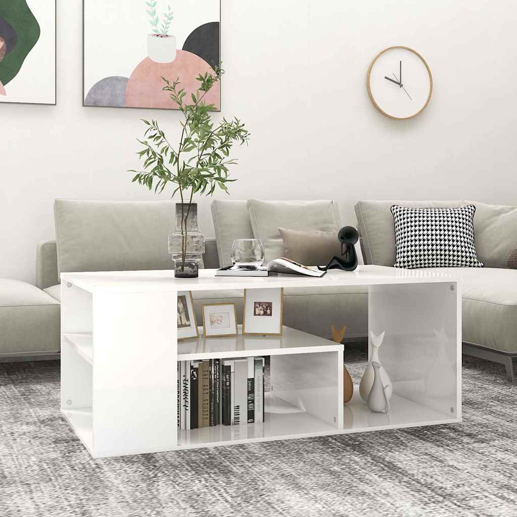 Vidaxl salontafel 100x50x40 cm bewerkt hout hoogglans wit