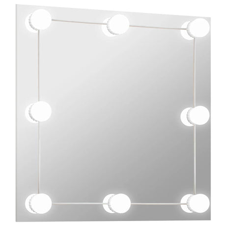 Miroir mural vidaxl avec des lampes LED Verre carrée