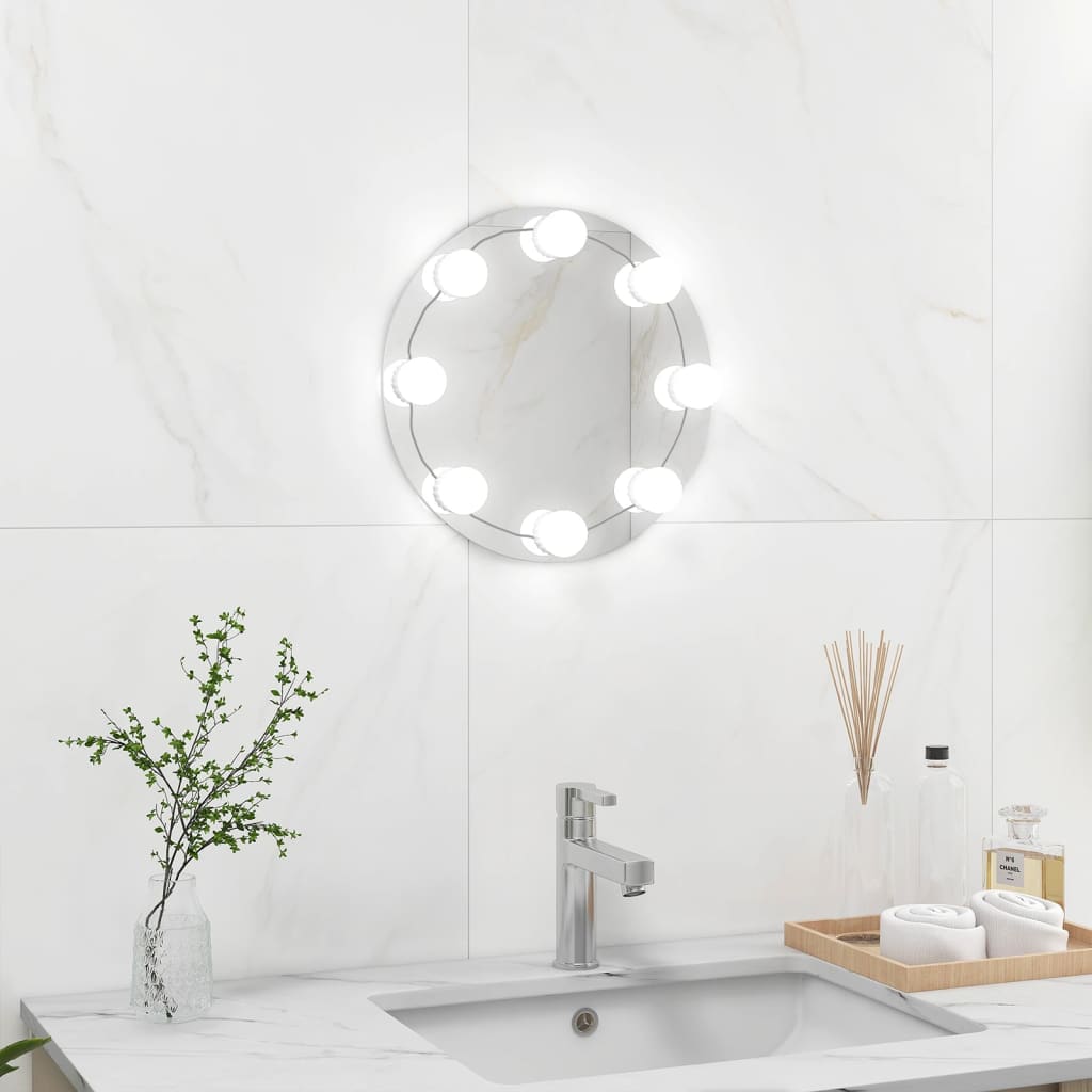 Vidaxl Mirror de pared sin lista de lámparas LED alrededor de vidrio