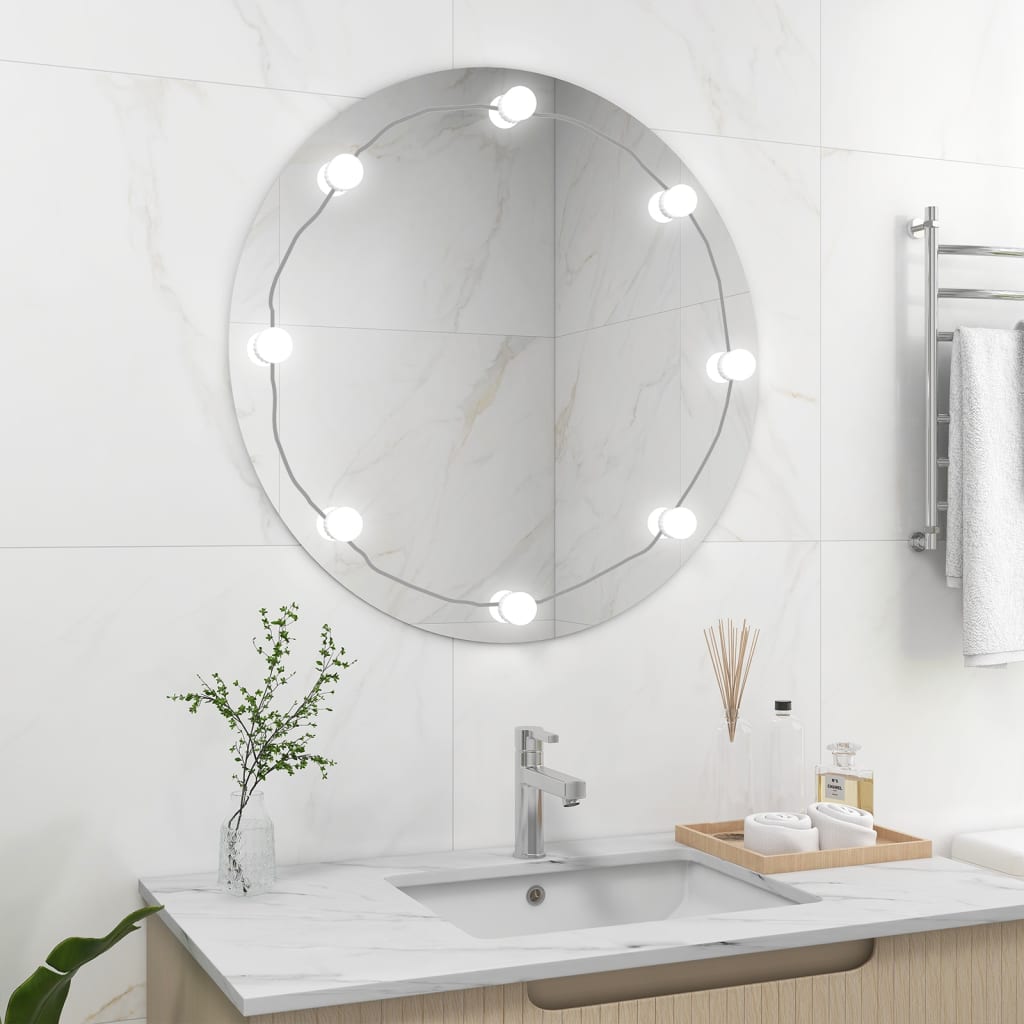 Vidaxl Mirror de pared sin lista de lámparas LED alrededor de vidrio