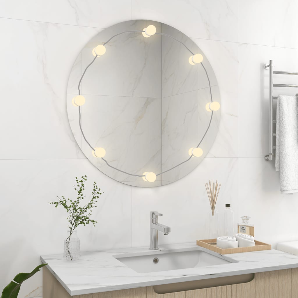 Vidaxl Mirror de pared sin lista de lámparas LED alrededor de vidrio