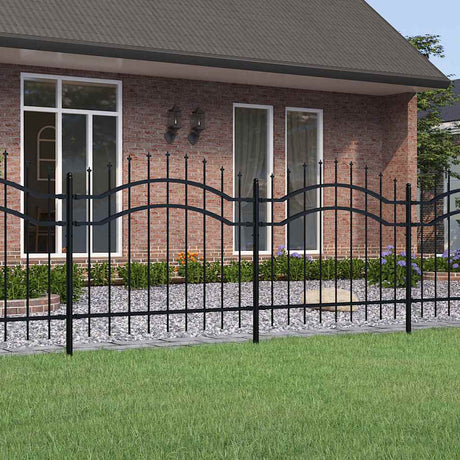 VidaXL clôture de jardin avec extrémités de barre 140 cm acier thermolaqué noir