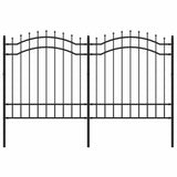 VidaXL clôture de jardin avec extrémités de barre 165 cm acier thermolaqué noir