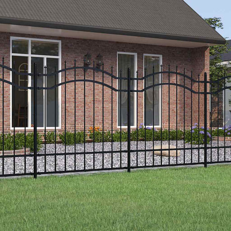 VidaXL clôture de jardin avec extrémités de barre 165 cm acier thermolaqué noir