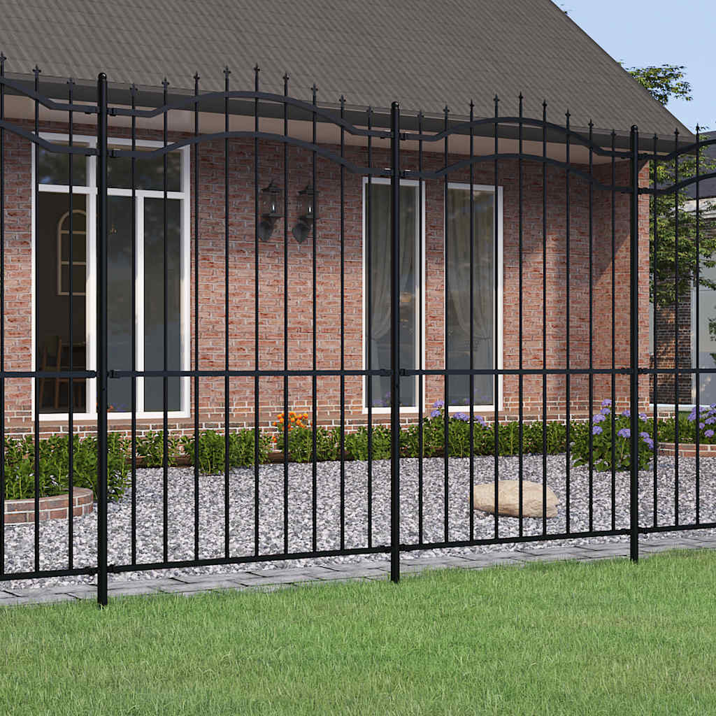 VidaXL clôture de jardin avec extrémités de barre 222 cm acier thermolaqué noir