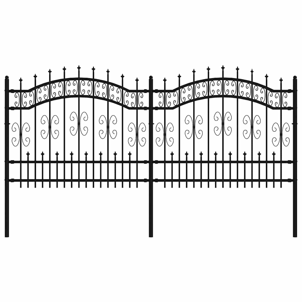 VidaXL clôture de jardin avec extrémités de barre 140 cm acier thermolaqué noir