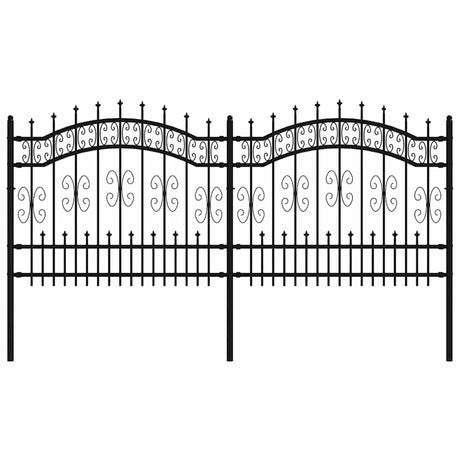 VidaXL clôture de jardin avec extrémités de barre 140 cm acier thermolaqué noir