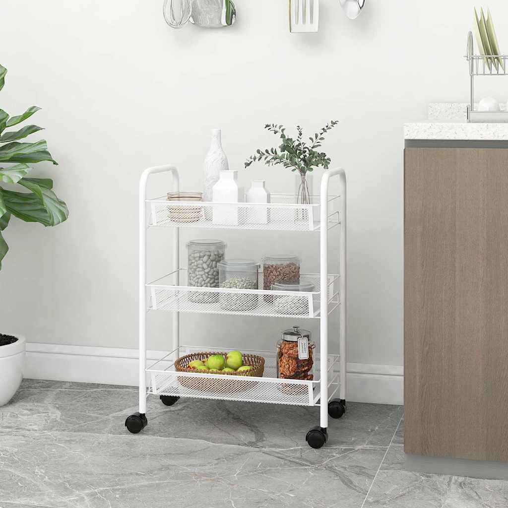 Vidaxl keukentrolley 3-laags 46x26x54 cm ijzer wit