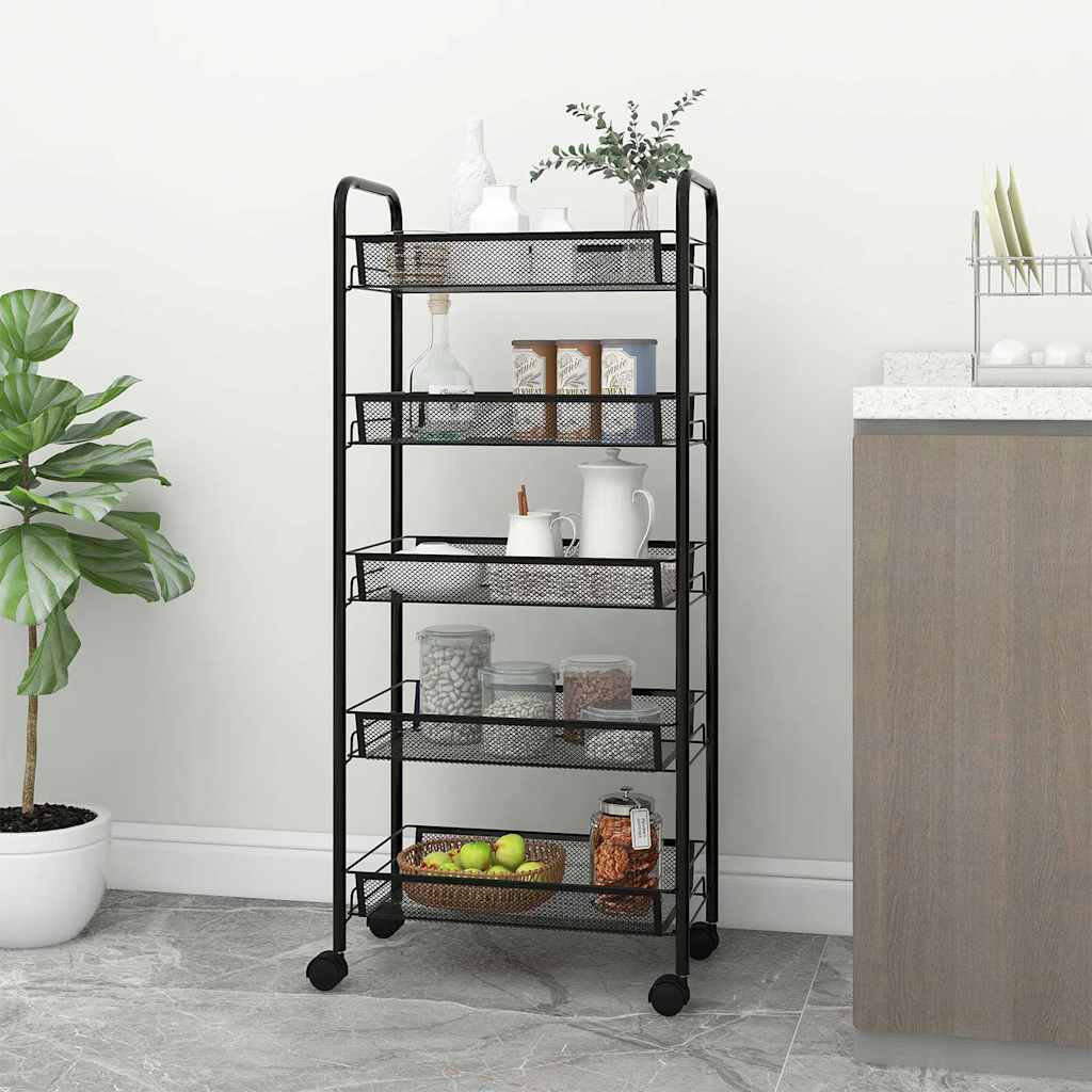 Vidaxl keukentrolley 5-laags 46x26x105 cm ijzer zwart