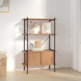 Vidaxl opbergrek 4-laags met kast 80x40x130 cm staal en bewerkt hout