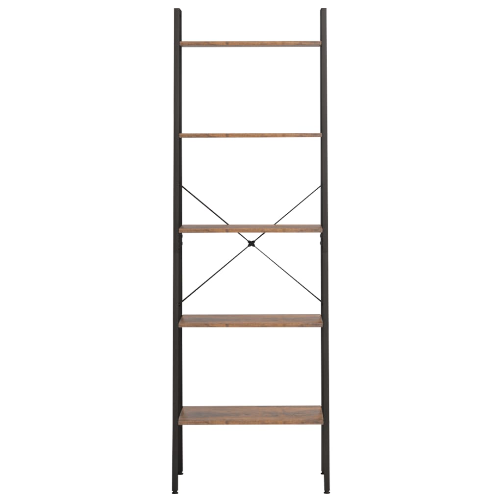 Vidaxl ladderrek met 5 schappen 56x35x174 cm donkerbruin en zwart
