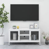Vidaxl tv-meubel 105x35x52 cm staal en glas wit