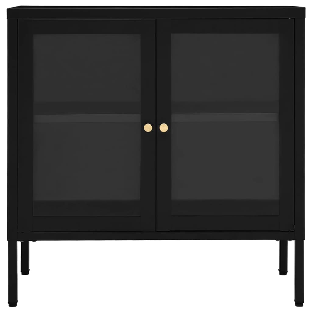 Vidaxl dressoir 70x35x70 cm staal en glas zwart