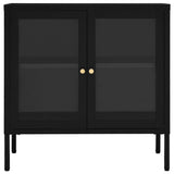 Vidaxl dressoir 70x35x70 cm staal en glas zwart