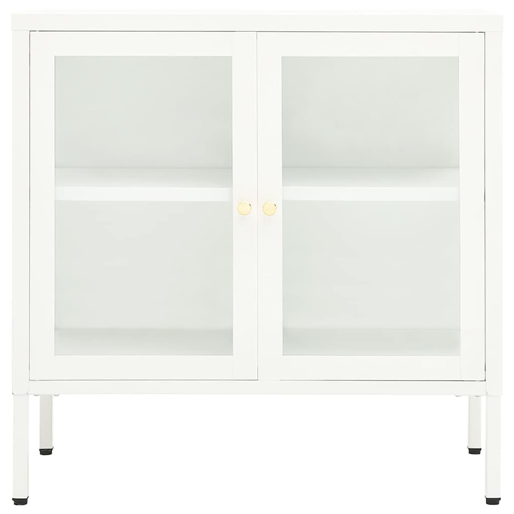 Vidaxl dressoir 70x35x70 cm staal en glas wit