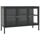 Vidaxl dressoir 105x35x70 cm staal en glas antracietkleurig