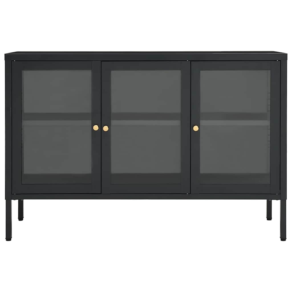 Vidaxl dressoir 105x35x70 cm staal en glas antracietkleurig
