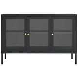 Vidaxl dressoir 105x35x70 cm staal en glas antracietkleurig
