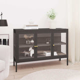 Vidaxl dressoir 105x35x70 cm staal en glas antracietkleurig