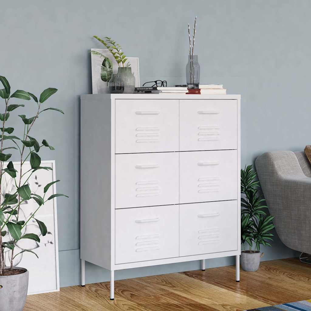 Vidaxl ladekast 80x35x101,5 cm staal wit