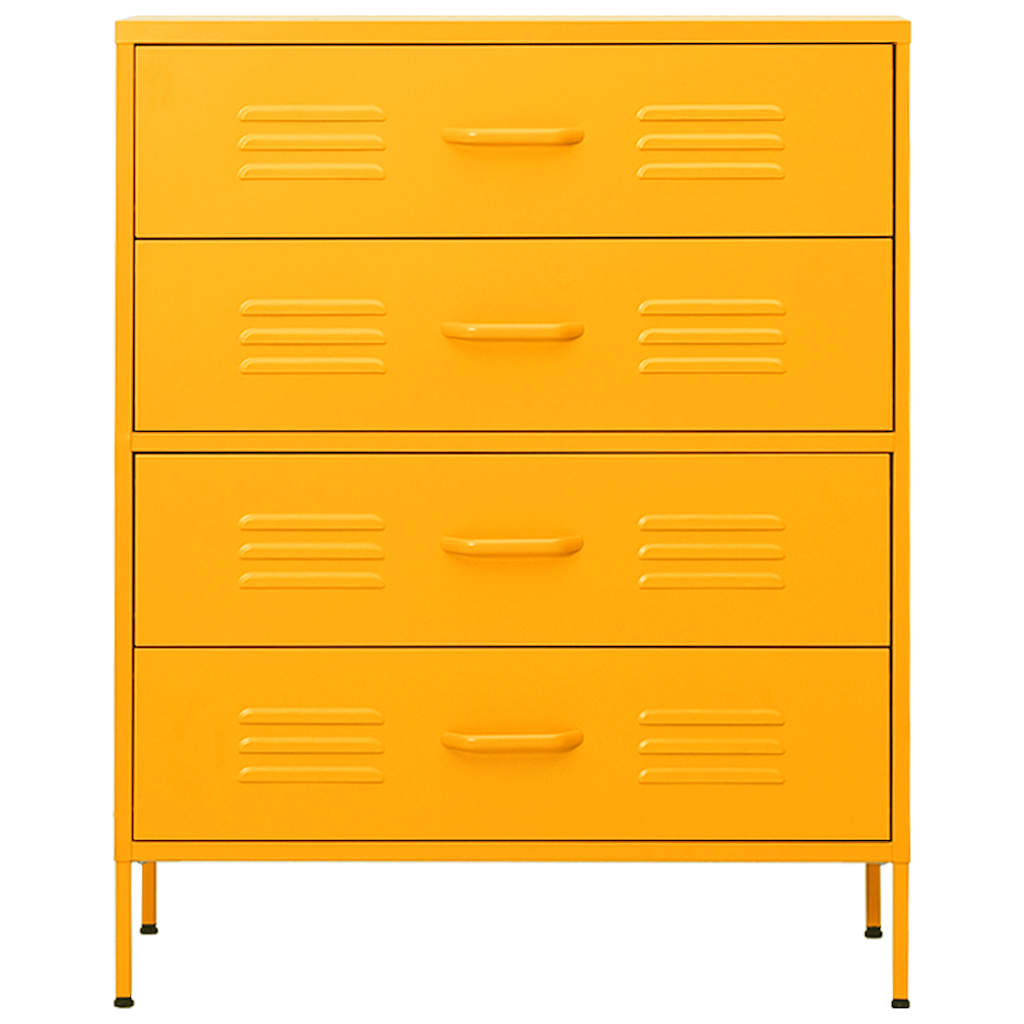 Vidaxl ladekast 80x35x101,5 cm staal mosterdgeel