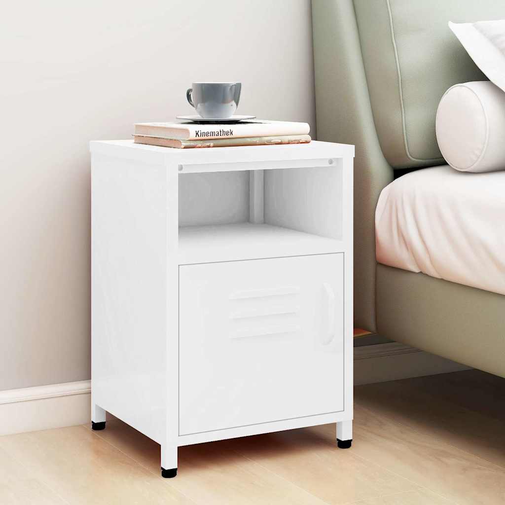 Vidaxl nachtkastje 35x35x51 cm staal wit