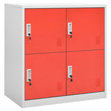 Vidaxl lockerkast 90x45x92,5 cm staal lichtgrijs en rood