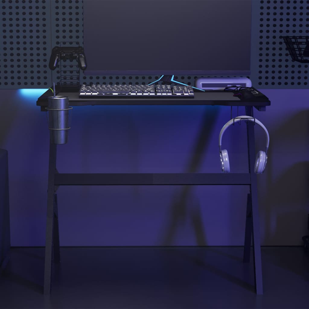 Vidaxl gamingbureau met y-vormige poten led 90x60x75 cm zwart