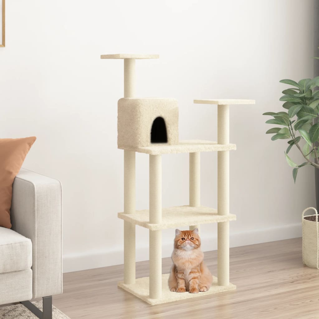 VIDAXL -Katze Kratzerpfosten mit Sisal -Kratzer -Posts 118,5 cm creme -colored