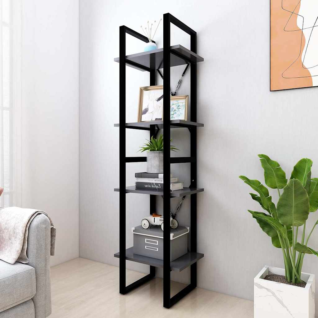Vidaxl boekenkast met 4 schappen 40x30x140 cm bewerkt hout grijs