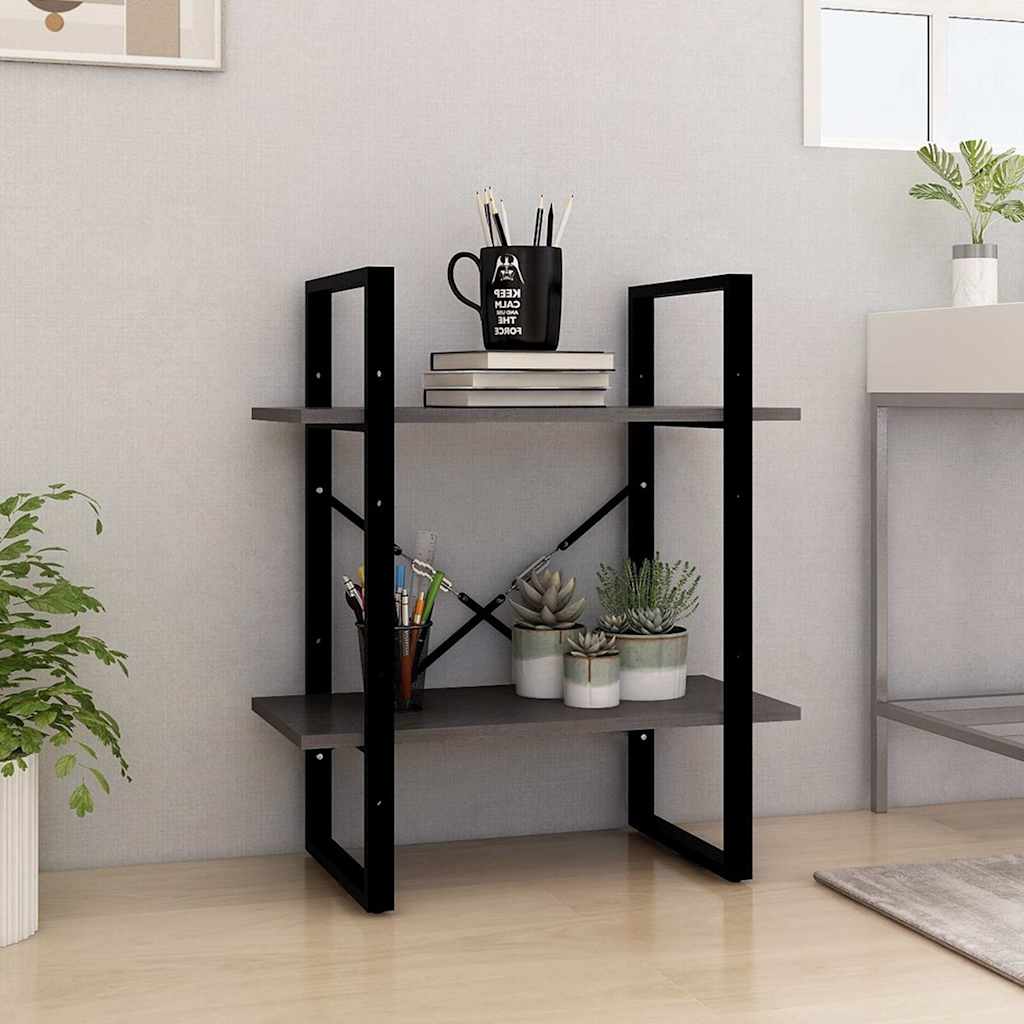Vidaxl boekenkast met 2 schappen 60x30x70 cm massief grenenhout grijs