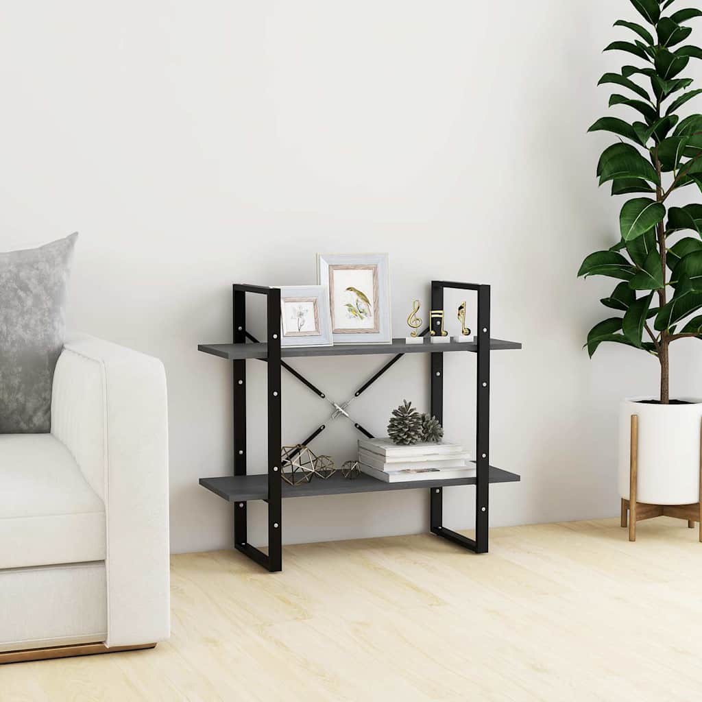Vidaxl boekenkast met 2 schappen 80x30x70 cm massief grenenhout grijs