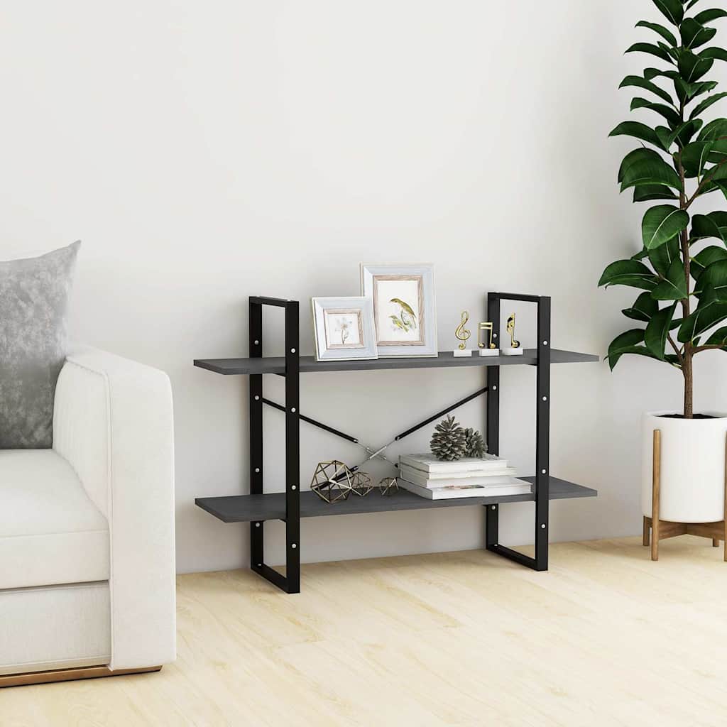 Vidaxl boekenkast met 2 schappen 100x30x70 cm massief grenenhout grijs