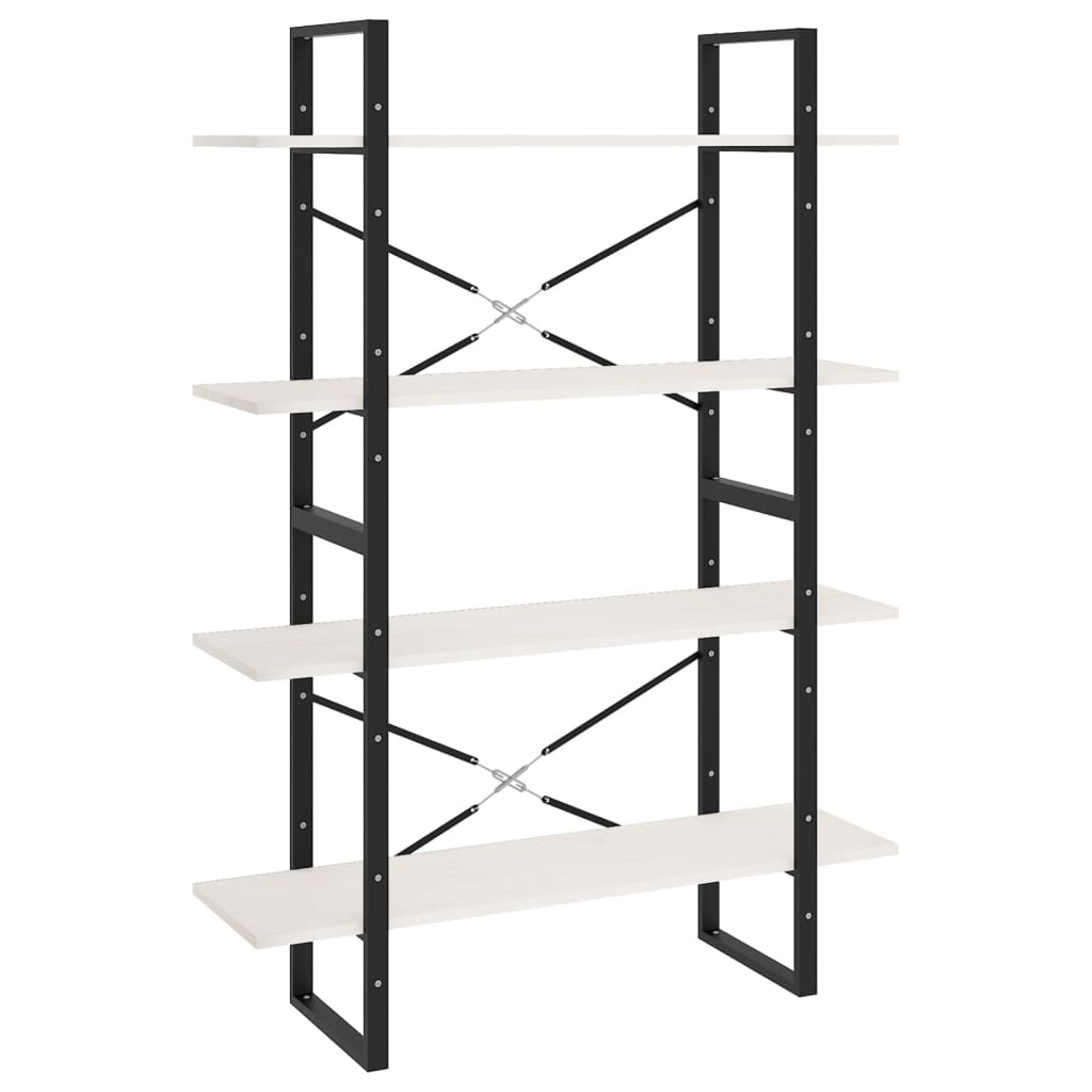 Vidaxl boekenkast met 4 schappen 100x30x140 cm massief grenenhout wit