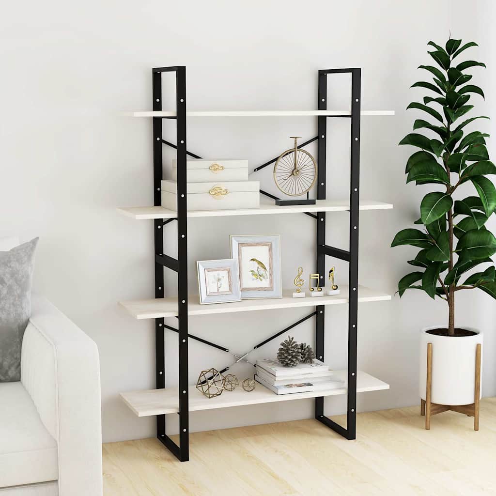 Vidaxl boekenkast met 4 schappen 100x30x140 cm massief grenenhout wit