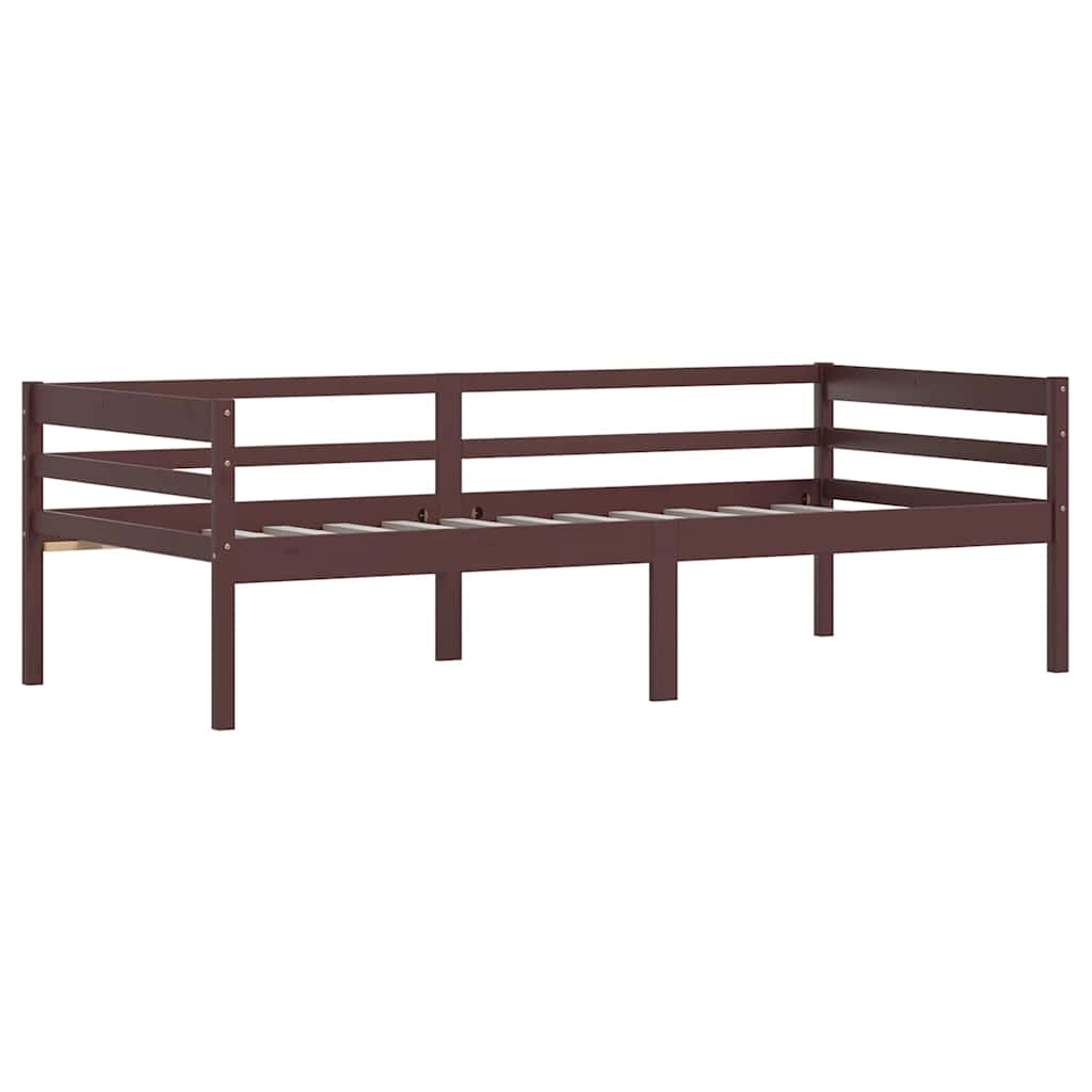 Vidaxl bedframe massief grenenhout donkerbruin 90x200 cm