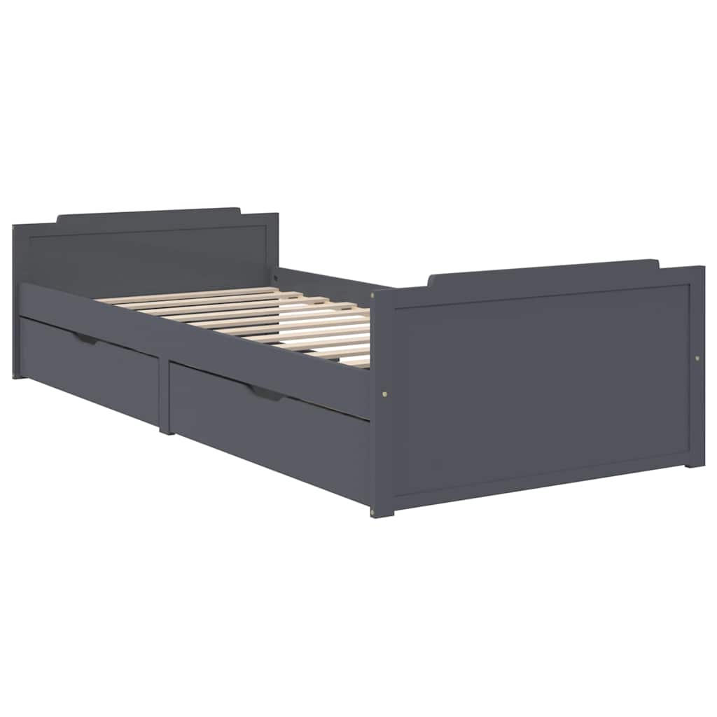 Vidaxl bedframe met lades massief grenenhout donkergrijs 90x200 cm