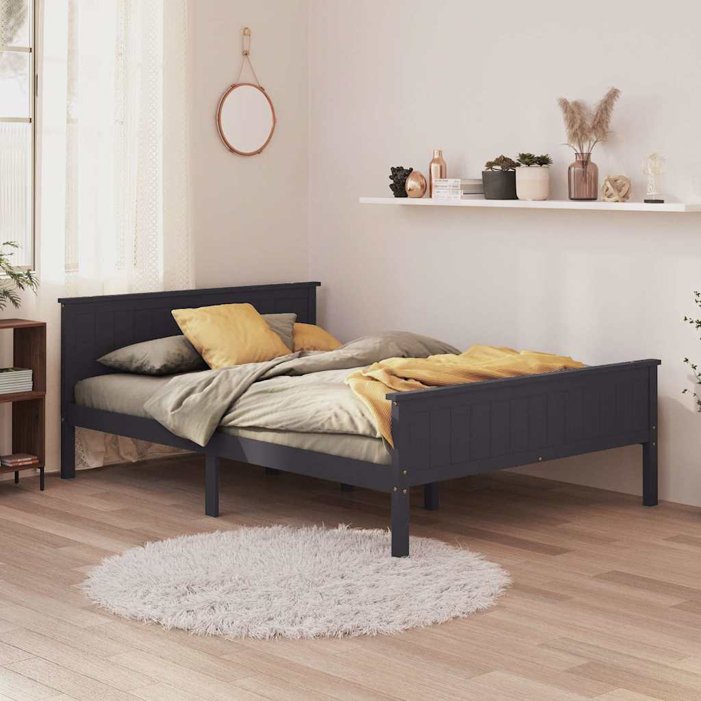 Vidaxl bedframe massief grenenhout grijs 160x200 cm