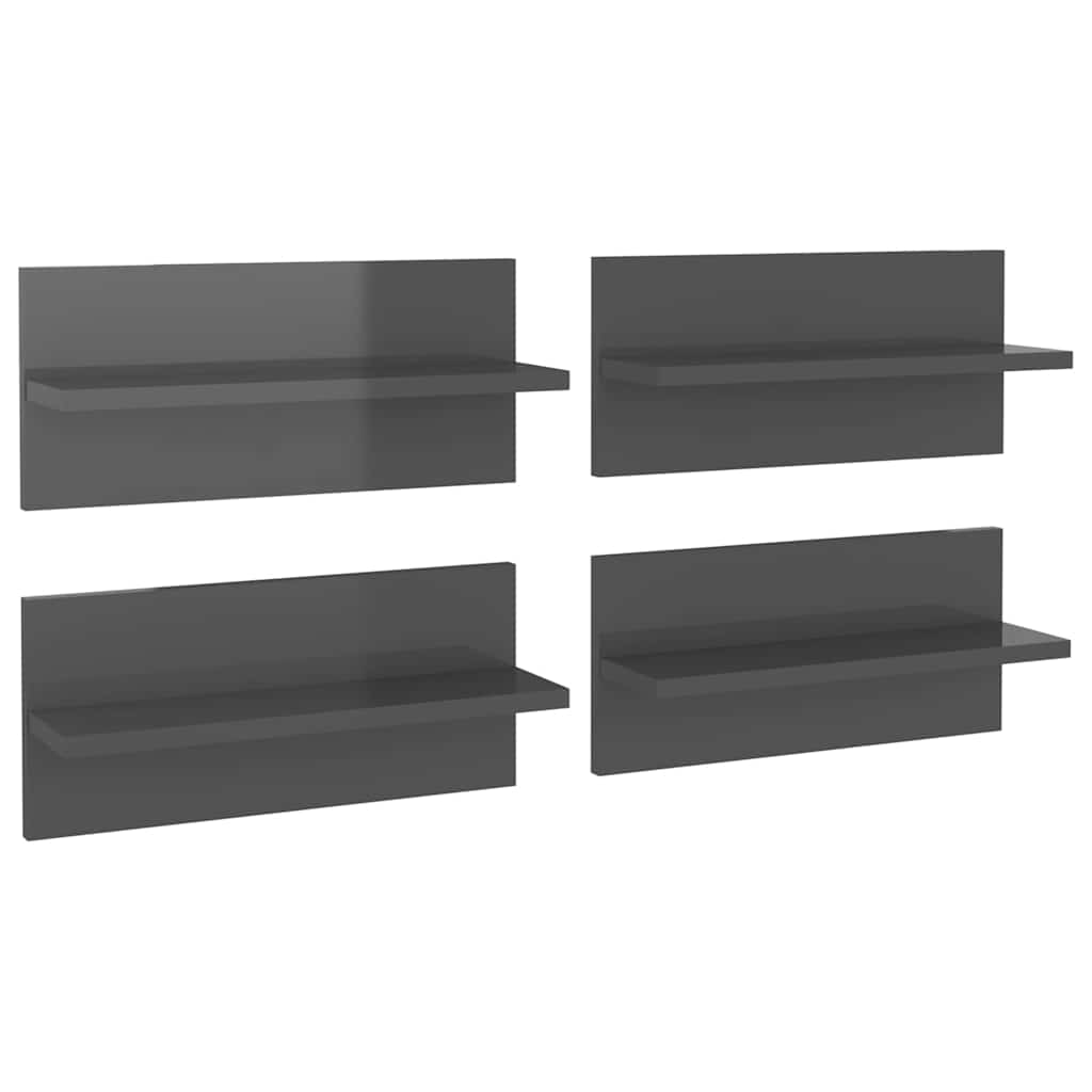 Vidaxl wandschappen 4 st 40x11,5x18 cm hoogglans grijs