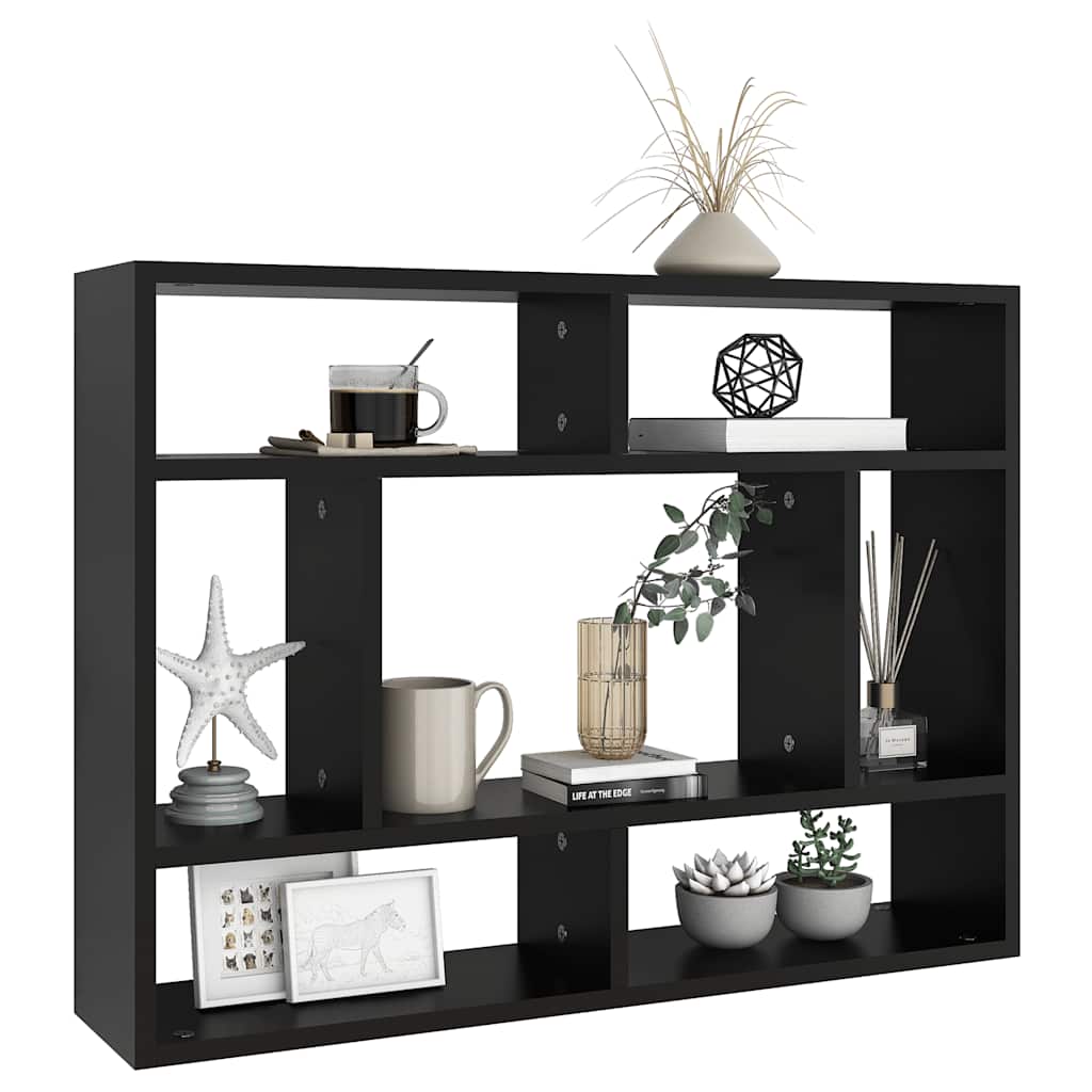 Vidaxl wandschap 75x16x55 cm bewerkt hout zwart