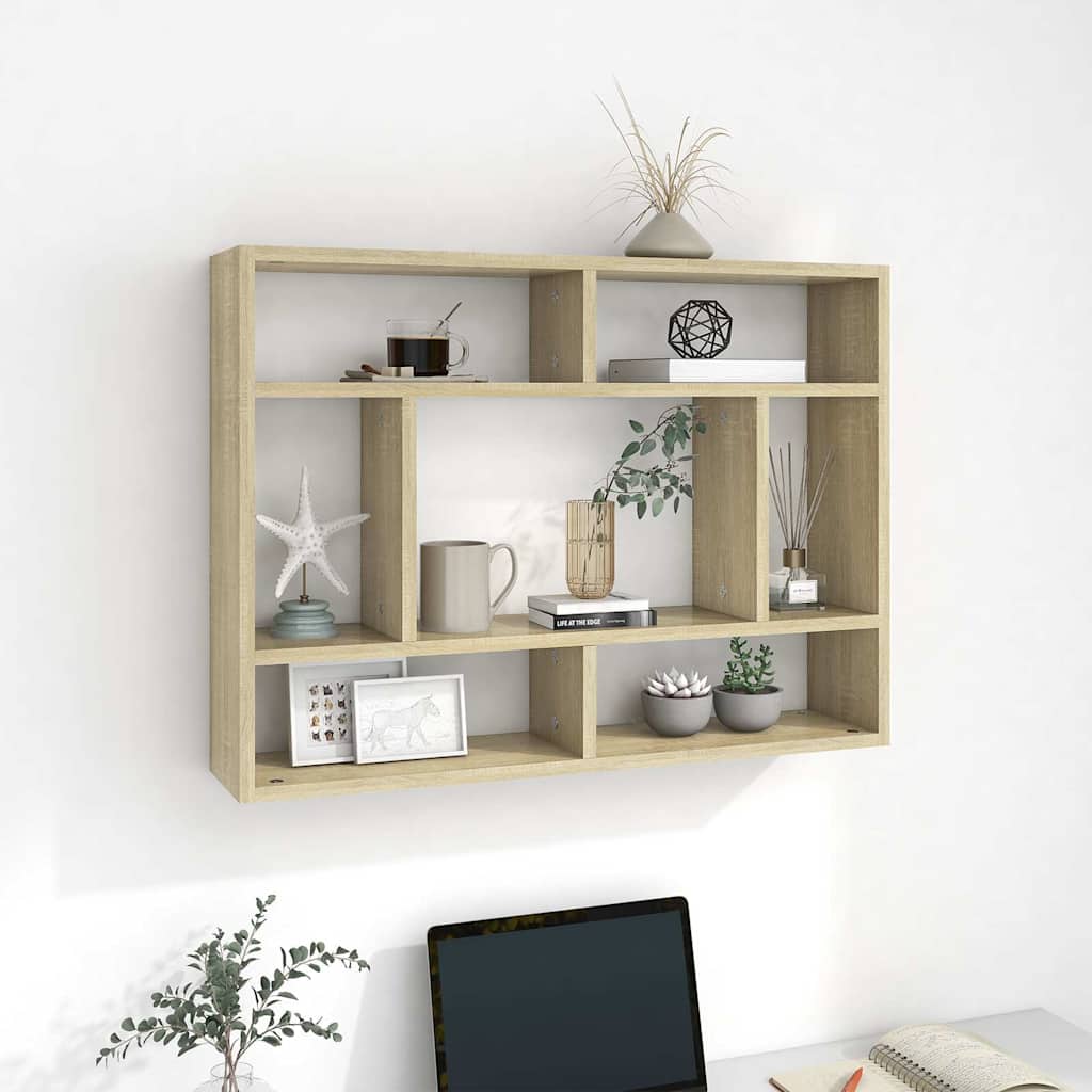Vidaxl wandschap 75x16x55 cm bewerkt hout sonoma eikenkleurig