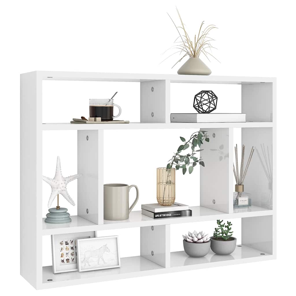Vidaxl wandschap 75x16x55 cm bewerkt hout hoogglans wit
