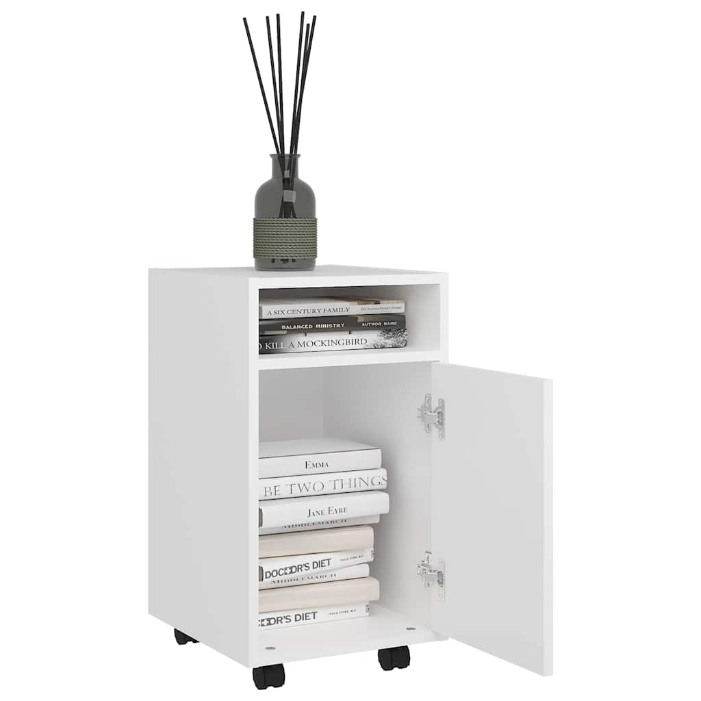 Vidaxl bijzetkast met wielen 33x38x60 cm bewerkt hout wit